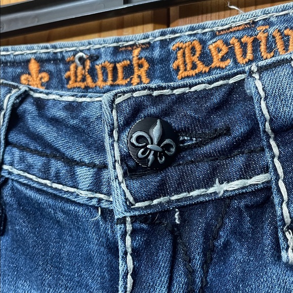Rock Revival Blue Boot Cut Jeans cellne style designer jeans size 26 embellished - Picture 9 of 16